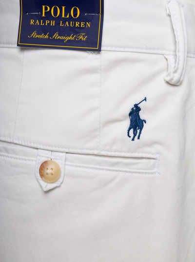 Shop Polo Ralph Lauren White Chino Shorts With Logo Patch In Cotton Man