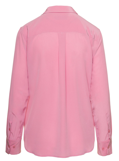 Shop Equipment Pink Shirt With Patch Pockets With Flap In Silk Woman In Rosa