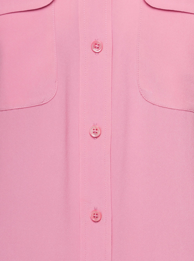 Shop Equipment Pink Shirt With Patch Pockets With Flap In Silk Woman In Rosa