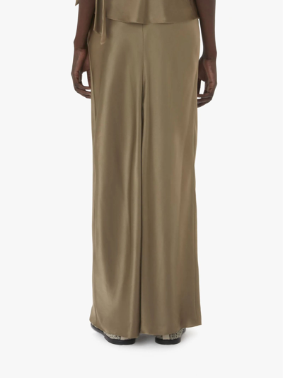 Shop Jw Anderson Green Silk Midi Skirt In Brown