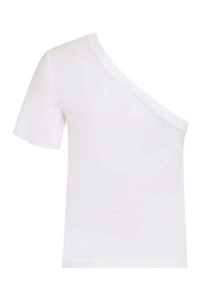 Shop Calvin Klein One-shoulder Top In Bianco