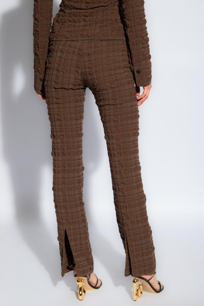 Nanushka Juna Seersucker-texture Slim-fit Trousers In Dark Brown