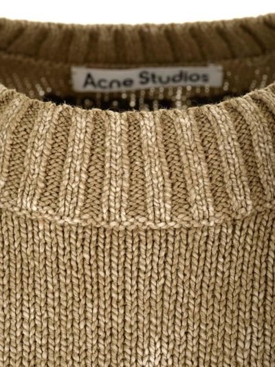 Shop Acne Studios Round Neck Knitted Sweater In Green