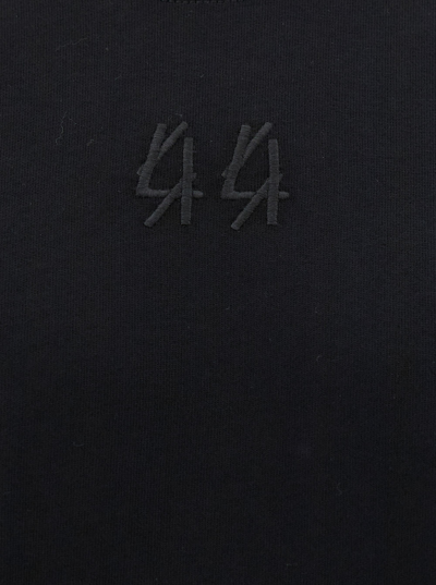 Shop 44 Label Group Black T-shirt With Logo Embroidery And Print In Cotton Man In Nero