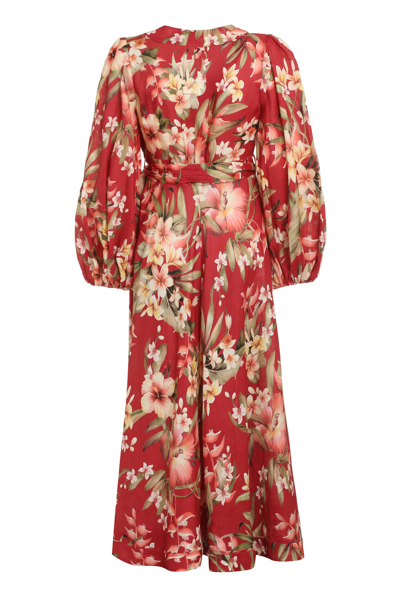 Shop Zimmermann Lexi Linen Dress In Rosso