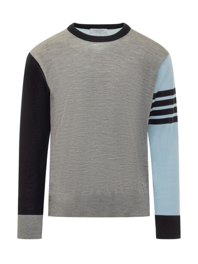 Shop Thom Browne 4-bar Striped Fun Mix Sweater In Blue