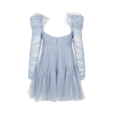 Shop Zimmermann Tulle Mini Dress In Clear Blue