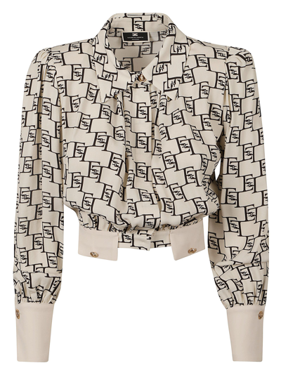 Shop Elisabetta Franchi Logo Monogram Cropped Shirt