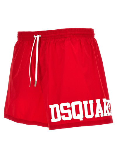 Shop Dsquared2 Midi Boxer Shorts In Red/white
