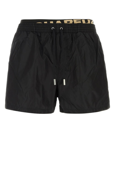 Shop Dsquared2 Black Nylon Swimming Shorts