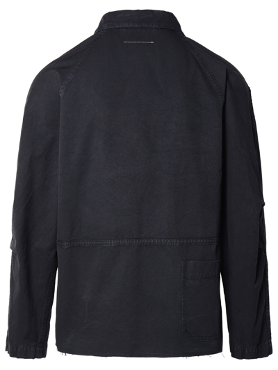 Shop Mm6 Maison Margiela Navy Cotton Jacket In Black