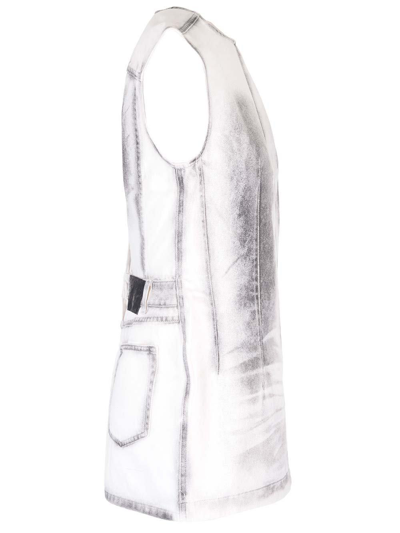 Shop Acne Studios Sleeveless Denim Mini Dress In Ayt White/black