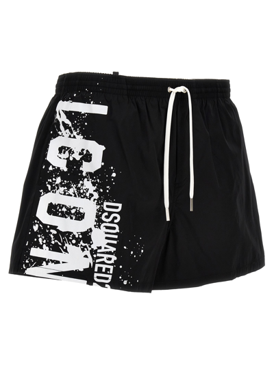 Shop Dsquared2 Midi Boxer Shorts In Black/white