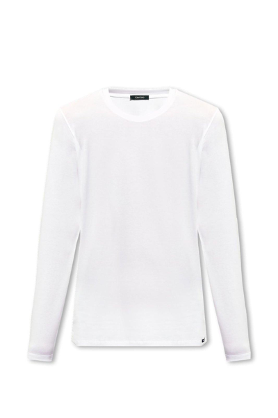 Shop Tom Ford Logo Tag Long-sleeved T-shirt In White