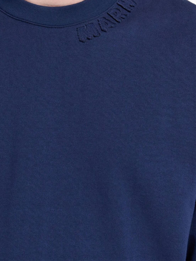 Shop Marni Navy Blue Cotton T-shirt