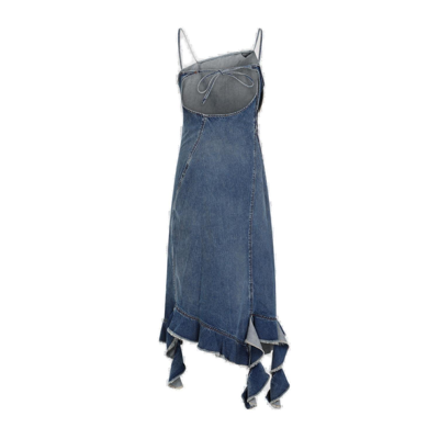 Shop Acne Studios Strapped Midi Denim Dress In Mid Blue