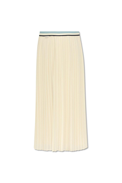 Moncler Georgette Pleated Midi Skirt In White