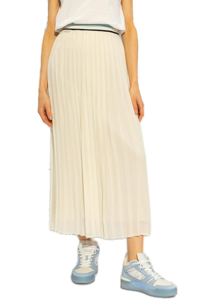 Moncler Georgette Pleated Midi Skirt In White