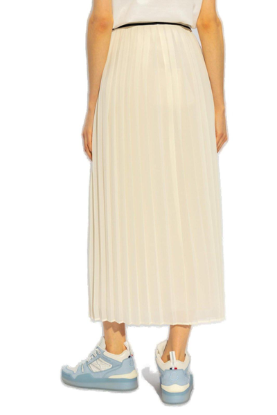 Moncler Georgette Pleated Midi Skirt In White