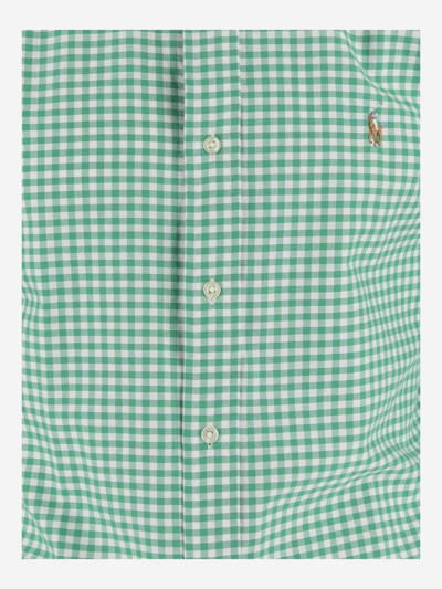 Shop Ralph Lauren Cotton Shirt With Logo In Green/yellow