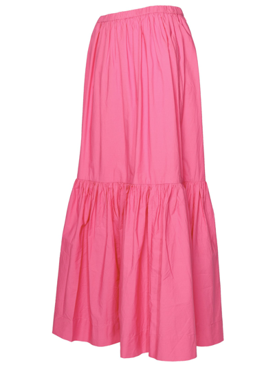 Shop Ganni Fuchsia Cotton Skirt