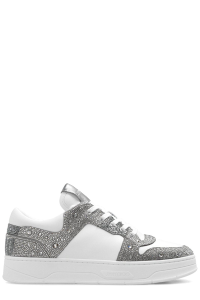 Shop Jimmy Choo Florent/m Low-top Sneakers In White/silver