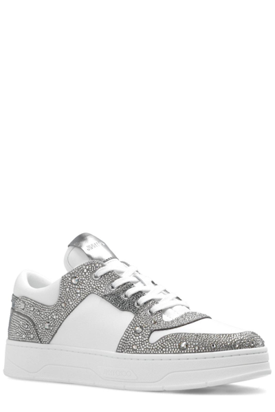 Shop Jimmy Choo Florent/m Low-top Sneakers In White/silver