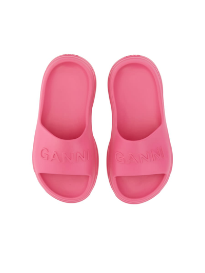 Shop Ganni Slide Sandal With Logo