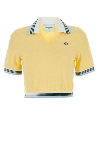 Shop Casablanca Yellow Piquet Polo Shirt