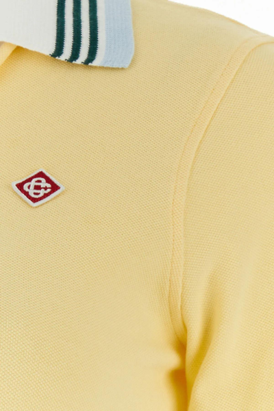 Shop Casablanca Yellow Piquet Polo Shirt