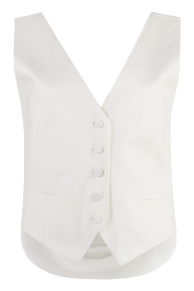 Shop Nina Ricci Cotton-linen Blend Vest In Natural