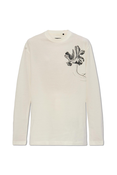 Shop Y-3 T-shirt With Floral Motif In Clabro