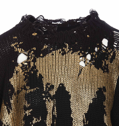 Shop R13 Oversized Sweater Gold Splattered In B Black Gold
