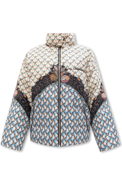 Shop Etro Patterned Zip-up Down Jacket