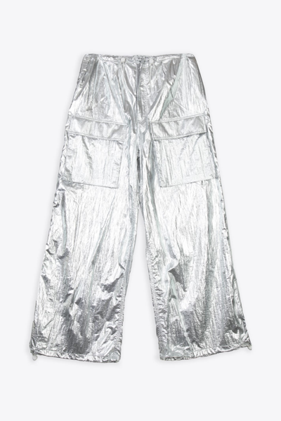 Shop Mm6 Maison Margiela Pantalone Metallic Silver Nylon Parachute Cargo Pant