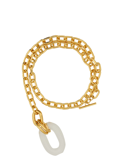 Shop Rabanne Necklace With Chain In Gold Trasparent