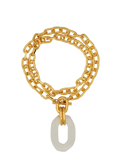 Shop Rabanne Necklace With Chain In Gold Trasparent