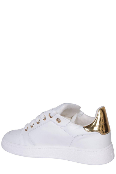 Shop Giuseppe Zanotti Gz94 Logo-printed Lace-up Sneakers In White Gold