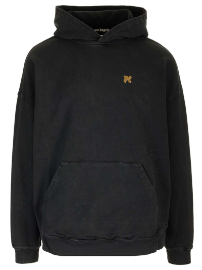 Shop Palm Angels Hoodie With Burining Monogram On The Back In Black