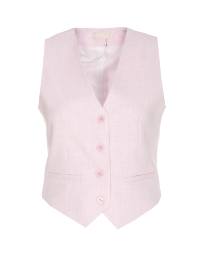 Shop Liu •jo Check Vest In Pink