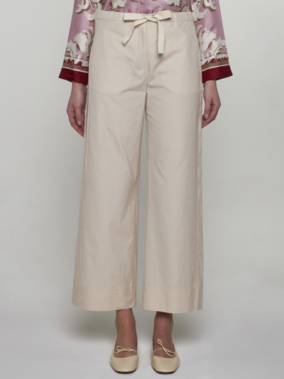 Shop 's Max Mara Argento Cotton Trousers In Gold Cream