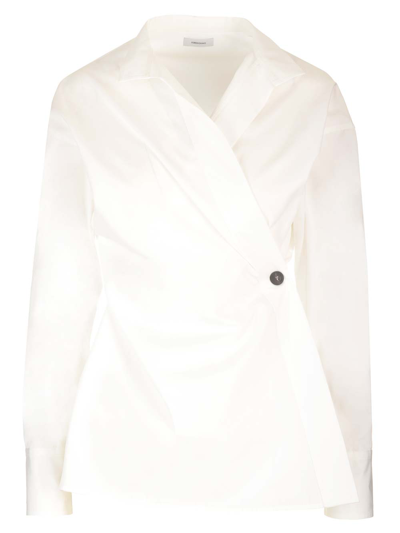Ferragamo Asymmetric Closure Shirt In White