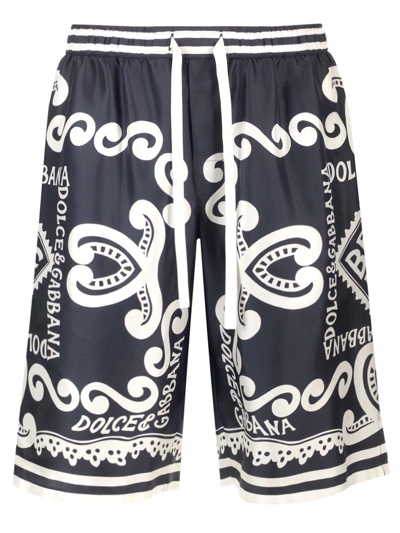 Shop Dolce & Gabbana Marina Print Bermuda Shorts In Blue
