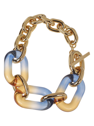 Shop Rabanne Xl Link Entra Necklace In Gold/blue/orange