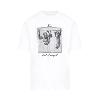 Shop Martine Rose Graphic-print Slub Crewneck T-shirt In White