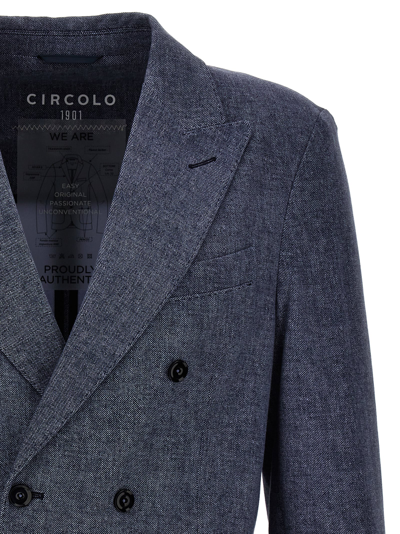 Shop Circolo 1901 Double-breasted Blazer In Blue