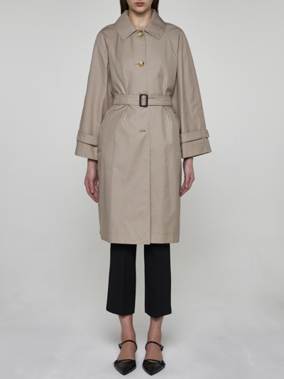 Shop Max Mara The Cube Cotton-blend Single-breasted Trend Coat In Neutrals