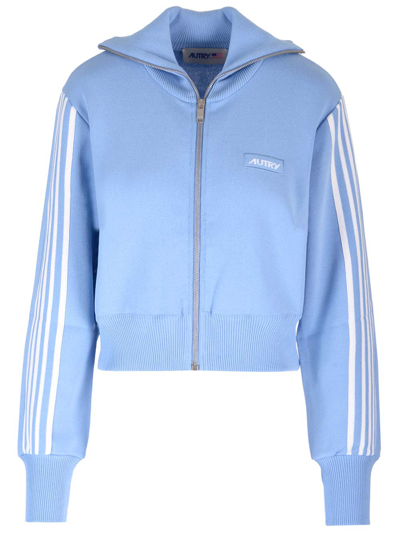 Shop Autry Light Blue Sweatshirt With Zip In Azure