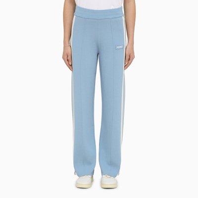 Shop Autry Light Blue\/white Viscose Blend Sports Trousers In Azure