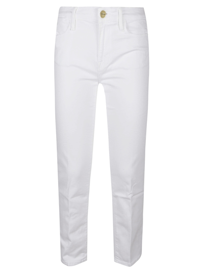 Shop Frame High Straight Jeans In Blanc
